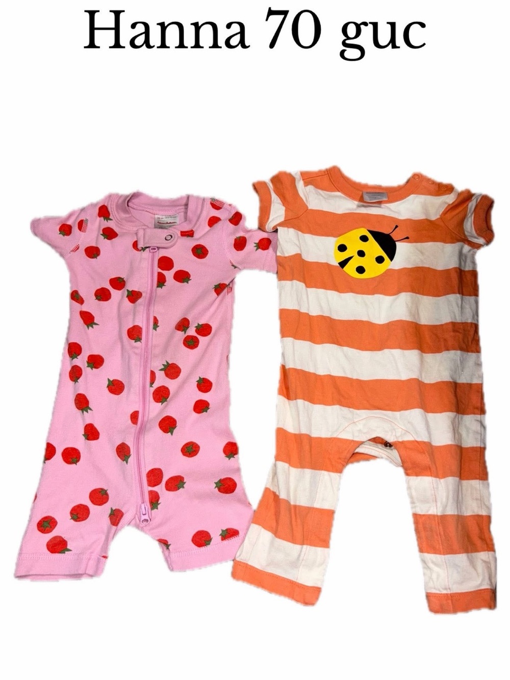 Hanna Andersson 6-12 month tomato pajamas & romper bundle